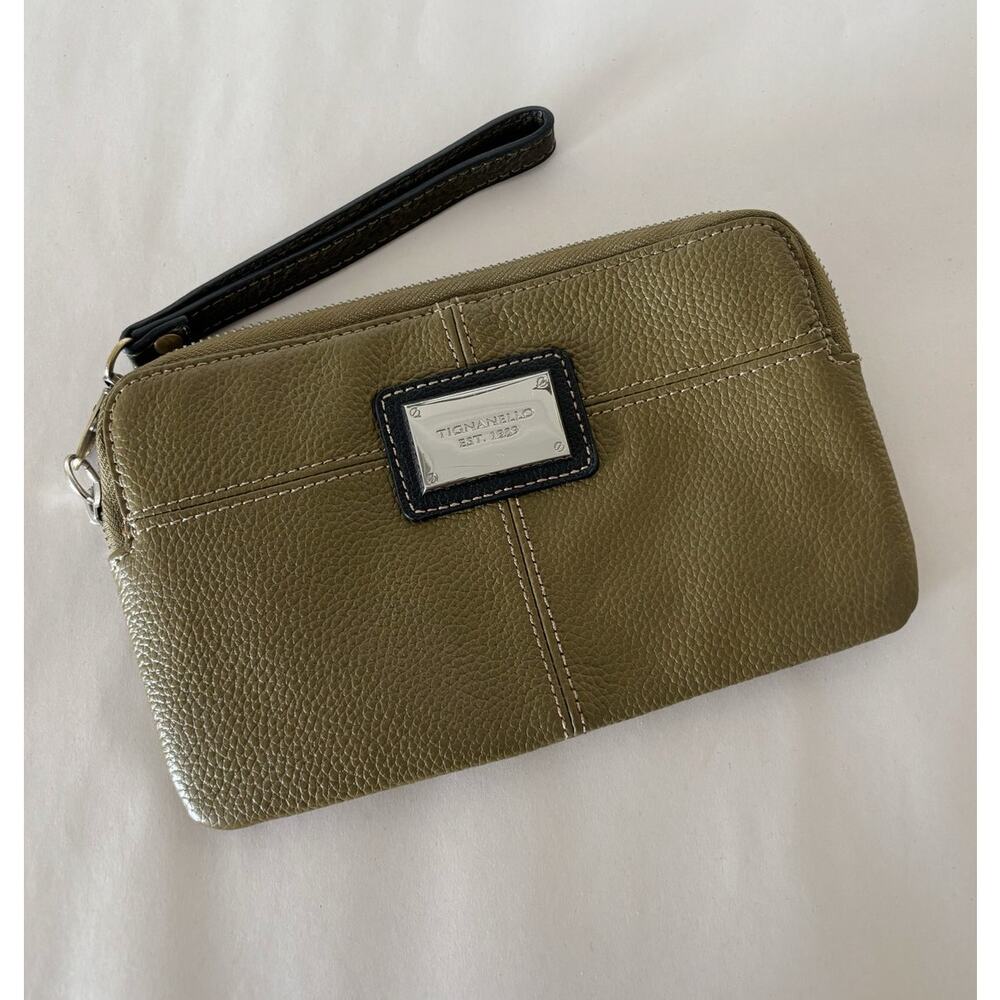 Green and Brown Tignanello Genuine Leather Clutch
